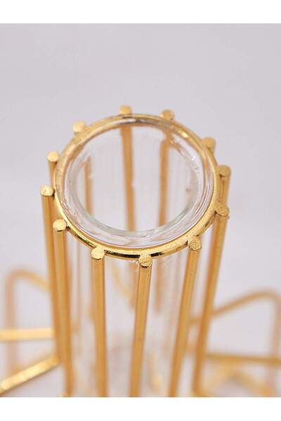 Choice Gold 1 Set of Gold Wrought Iron Metal Vase Hydroponic Container Test T...