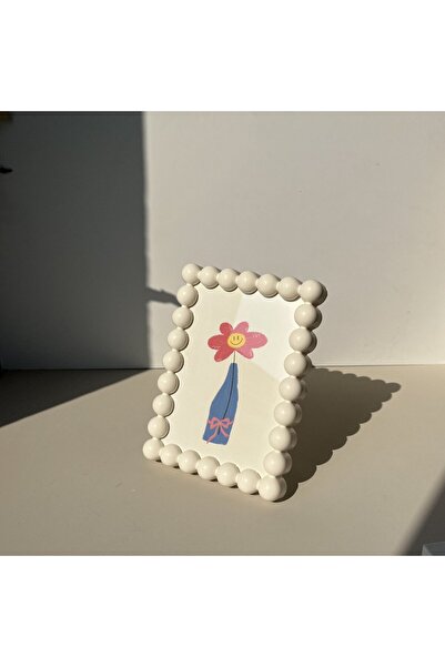 Choice1 WHITE Round bead plastic photo frame, modern minimalist Instagram sty...