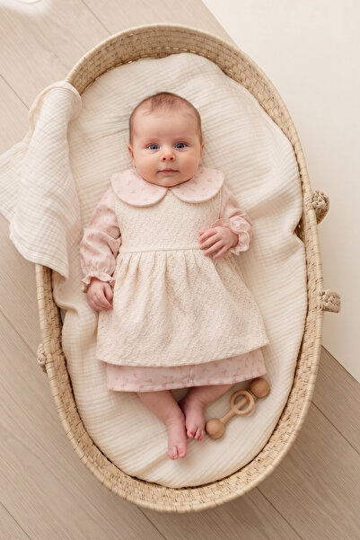 Bebezade Baby Girl |   Children's Amora Baby Collared Lace Detailed Floral Mu...