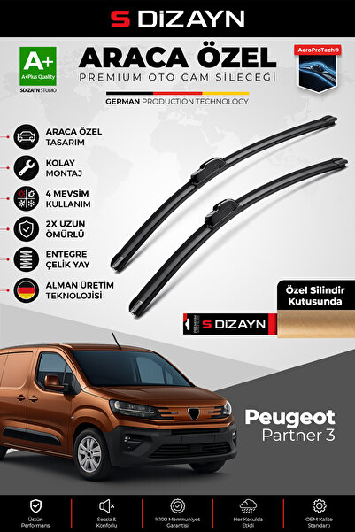S Dizayn S-Dizayn Peugeot Partner 3 Ön Cam Silecek Seti 2018 Üzeri Premium Ar...