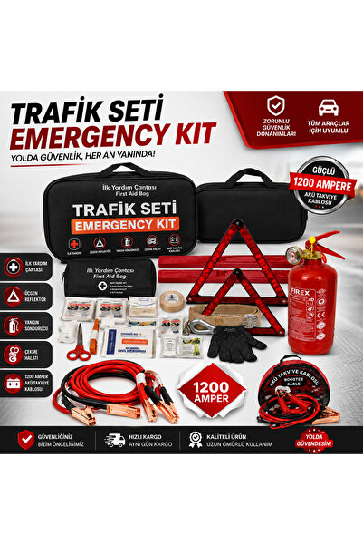 Adıfeks Çantalı Lüx Trafik Seti Tüvtürk Uyumlu + Çantalı Akü Takviye Kablosu ...