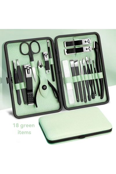 Choice6 18 green items Nail Clipper Set, Home Nail Clippers, Dark Green 18-Pi...
