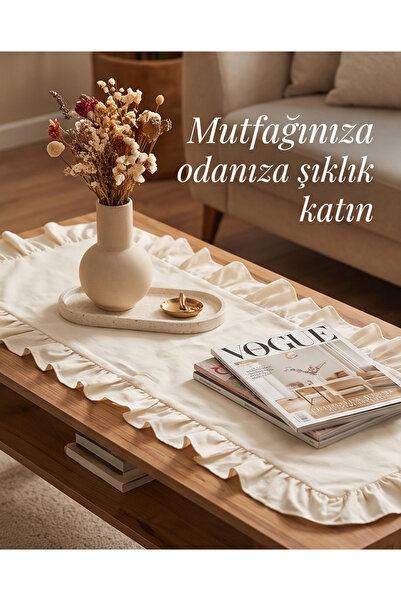 Genel Markalar Fırfırlı Keten Runner 40x110