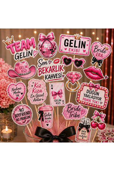 BieneGift Bachelorette Speech Bubble Set Pink Bride Team Bride Props 19 Piece...