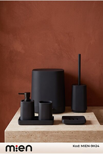 MİEN Square Black 5 Piece Bathroom Set