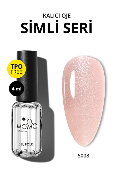 MOMO professional Kalıcı Oje S008, Simli Açık Yavruağzı, 4 ml