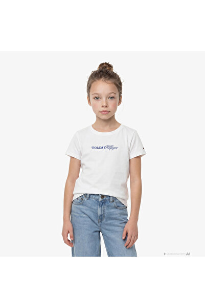 Tommy Hilfiger Script Çocuk Beyaz T-Shirt