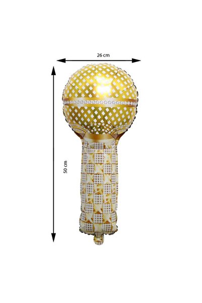 partidolu Retro Disco Microphone Altın Mikrofon Gold RenkFolyo Balon 1 Adet