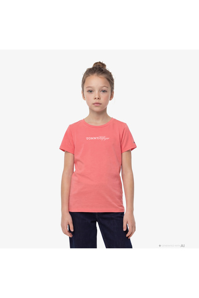 Tommy Hilfiger Script Çocuk Pembe T-Shirt