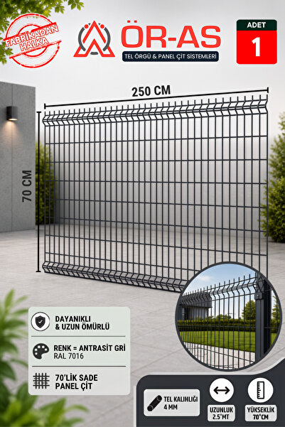 ÖR-AS TEL ÖRGÜ & PANEL ÇİT SİSTEMLERİ Bahçe Teli Panel Çit 70 cm x 250 cm = 1...