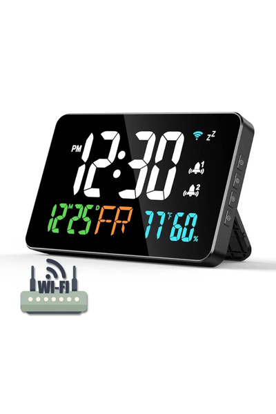 Choice White Smart Wifi Digital Wall Clock Temperature Humidity Display 4-Lev...