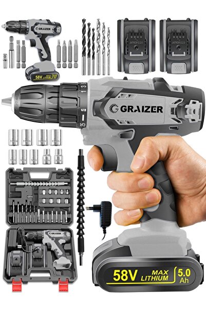 Graizer Alman G-r-z 58 V 5 Ah Darbeli Bakır Sargili Çelik Şanzuman Şarjlı Çif...