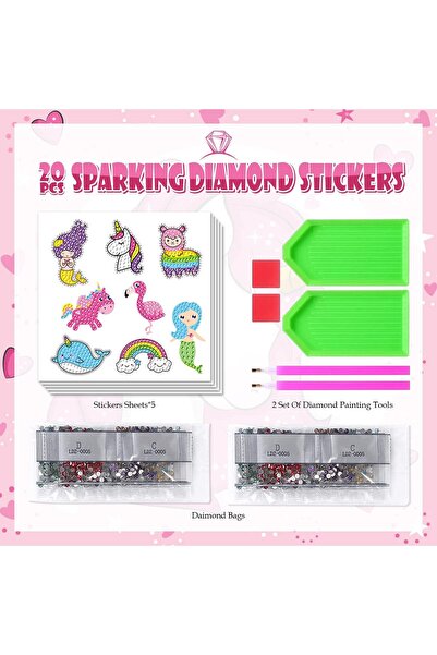 Arabest 20PCS Set 5D Diamond Painting Kit, DIY Creative Diamond Stickers, Gemstone Stickers