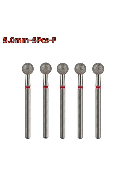 Choice3 F 5Pcs Large Ball Diamond Nail Drill Bit 5.0mm Size Stain The Nails A...