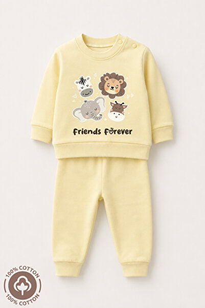 Miniel Unisex Bebek Forever Friends Baskılı %100 Pamuklu 6-9-12 Ay Alt Üst 2'...