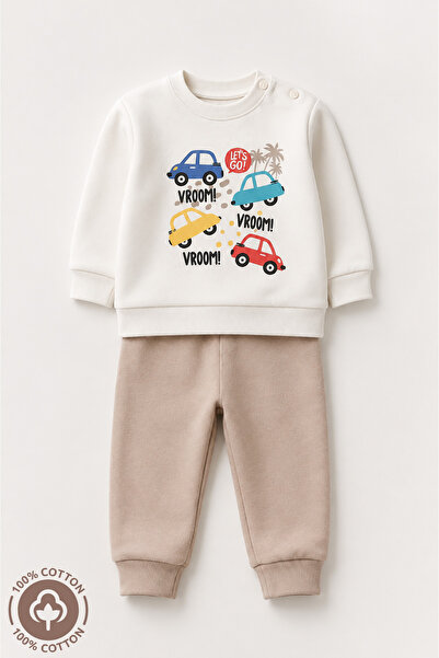Miniel Baby Boy Cars Printed 100% Cotton 6-9-12 Months Top and Bottom 2-Piece...