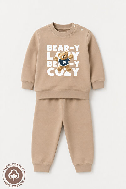 Miniel Baby Boy Teddy Bear Printed 100% Cotton 6-9-12 Months Top and Bottom 2...