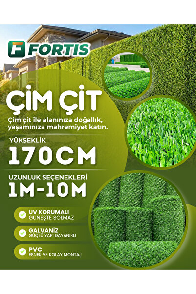 Fortis Peyzaj Fabrikadan Çim Çit 170cm x 5metre Çim Örgülü Bahçe Çiti + Bağla...