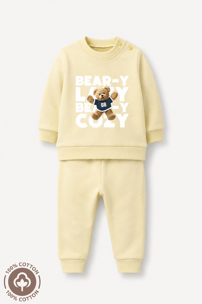 Miniel Baby Boy Teddy Bear Printed 100% Cotton 6-9-12 Months Top and Bottom 2...