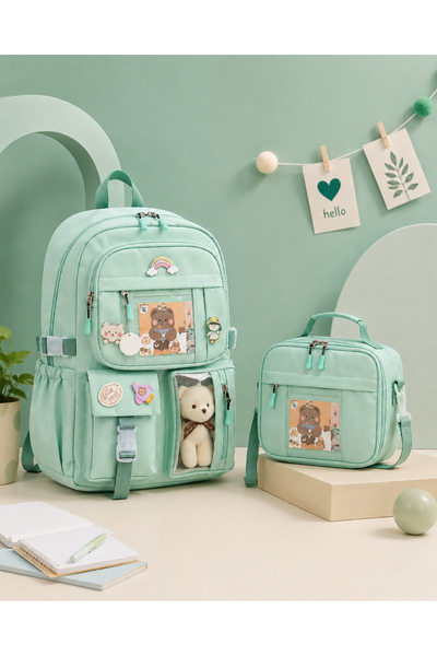 LE STYLE DE MARIE Tokyo Renkli Kore Çanta 2'Lİ Okul Seti – Beslenme Çantası v...