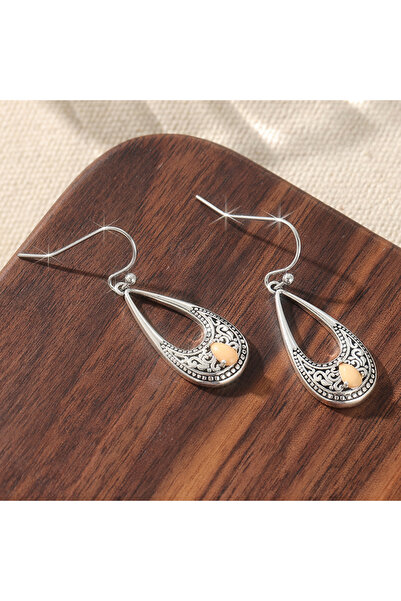 Choice Silver A159 Bohemian Style Hollowed Patterned Waterdrop Shaped Hook Ea...