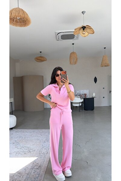 Buket Teke Pink Piping Collar Suit