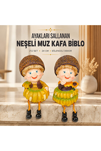 e-life shop Ayakları Sallanan Neşeli Muz Kafalar Biblo Dekoratif Obje Hediye ...