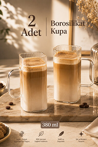 Porsima 2li Borosilikat Isıya Dayanıklı Meşrubat Latte Kahve Su Bardağı Sunum...