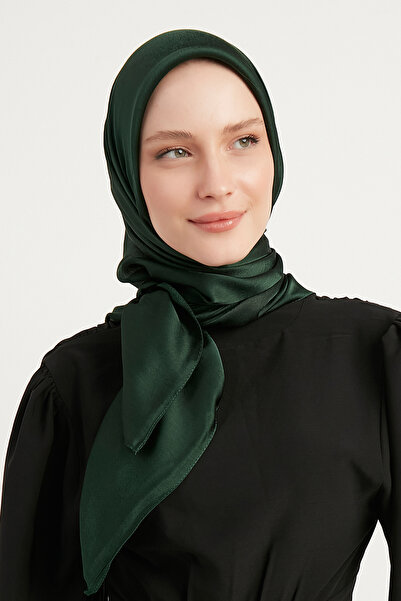 Şaless وشاح حجاب نسائي من قماش جانجان المجعد - زمردي - 100x100 سم