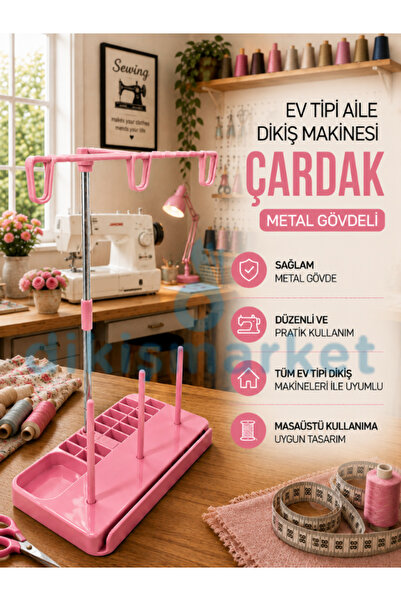 dm dikişmarket Ev Tipi Aile Dikiş Makinesi Çardak İplik Yolu METAL GÖVDELİ YE...