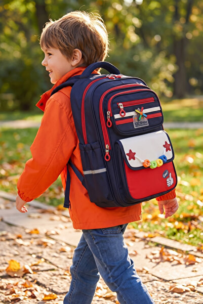 byhakan Ç-51981 School Bag Backpack Dark Blue-Red