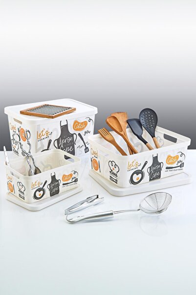 Smartware Set of 3 Stafi Patterned Box with Lid Catch You (4,5-12-18 Lt)