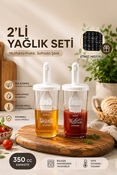 Porsima 0520 2'li Etiketli Silikon Fırçalı Yağlık - Sosluk-Yağdanlık Erzak Sa...