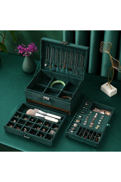 Choice 24x17x11cm green New 3 Layer Vintage Jewelry Box Organizer and Packagi...