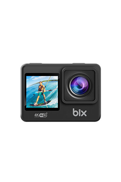 Bix Pulse 1 Wi-Fi 4K 30FPS Ultra HD Aksiyon Kamerası Çift Ekranlı Vlog Motosi...