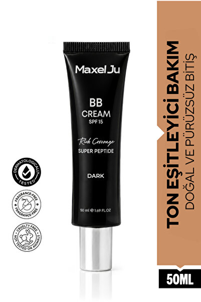 MAXEL JU BB Cream SPF 15 Rich Coverage Dark Yüksek Kapatıcılık Ve Ton Eşitley...