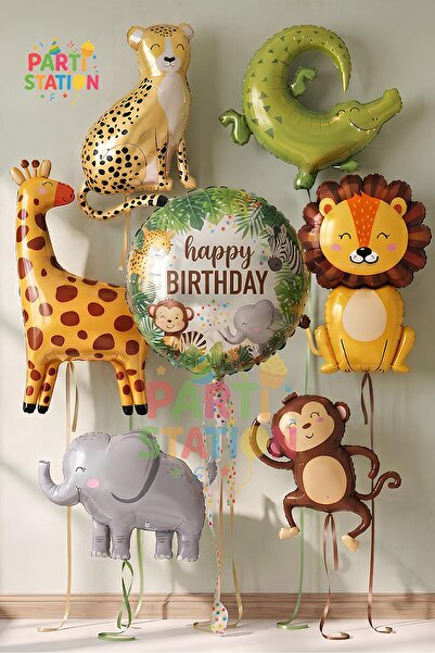 Parti Station Safari Concept Balloon Decoration Set 7 Pieces Giant Size Birth...