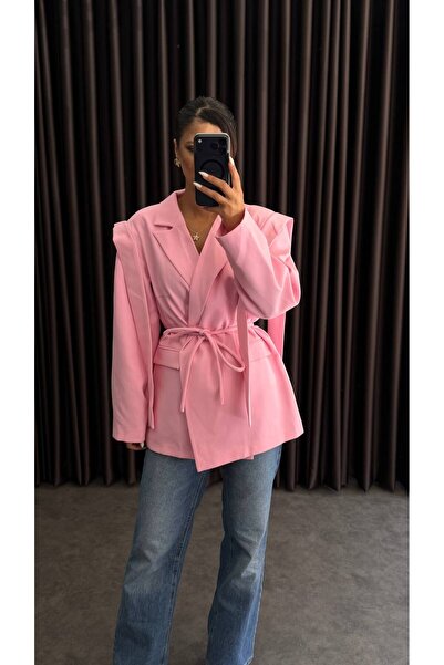 ZF BUTİK Tasarım Bağlamalı Oversize Blazer Ceket