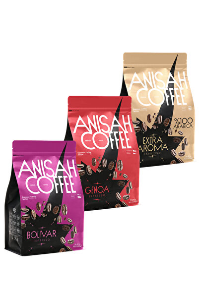 Anisah Coffee Premium Karışım Espresso Kahve Çekirdek Seti | 3x1000gr | Boliv...