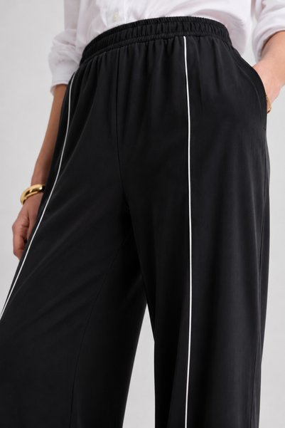Generic Brand Modal Fabric Ribbed Detailed Wide Leg Trousers