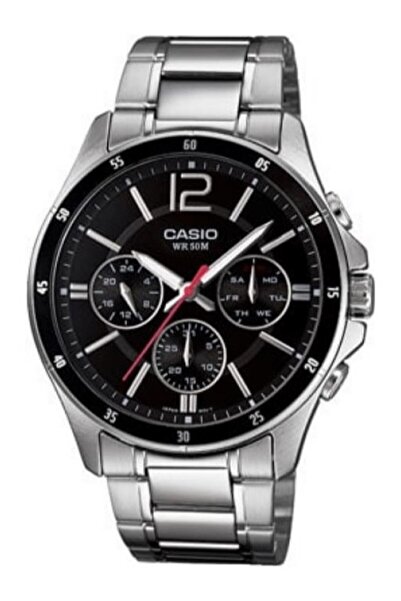 Casio Kadranı Siyah Kordonu Gümüş Renk Hediye Paketli Erkek Kol Saati