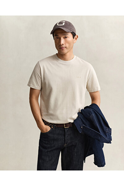 Gant Erkek Bej Bisiklet Yaka Regular Fit T-Shirt