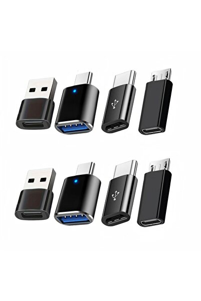 Choice1 مجموعة محولات USB إلى USB-C سوداء مكونة من 8 قطع، محول USB C إلى USB ...