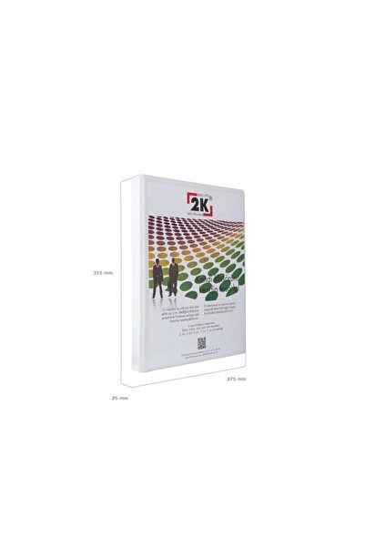 2K 2 cm 2-Ring White Firm Presentation and Document Folder - Clear Pocket, 15...