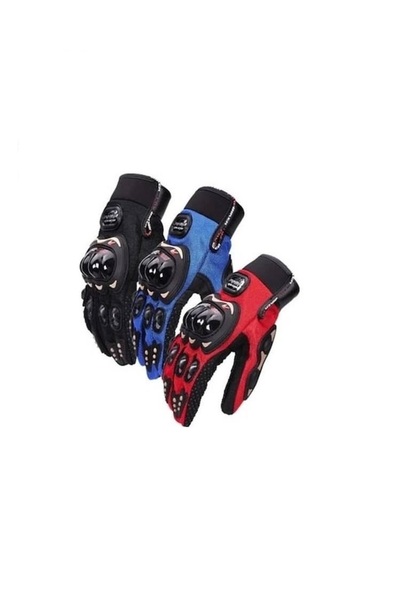 ProBiker Koruma Tam Parmak Uzun Motosiklet Motorcu Kurye Eldiven-Mavi/ L