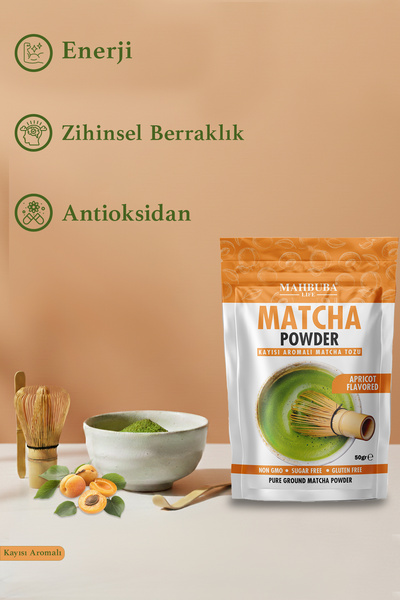 Mahbuba Kayısı Aromalı Matcha Çayı Tozu 50gr