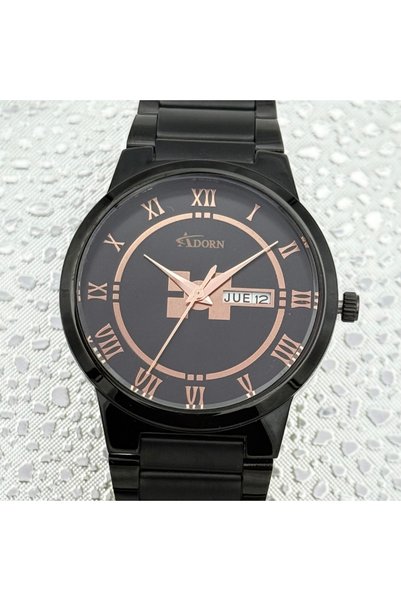 Adorn Watches Adorn Midnight Elegance Men’s Watch – Black Dial & Black Strap ...