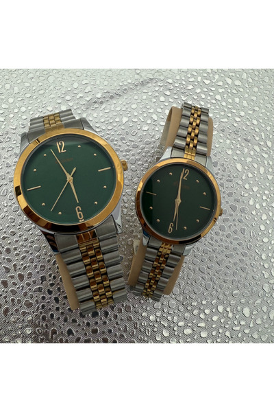 Adorn Watches Adorn Royal Green & Gold Couple Watch Set |   Adorn Royal Green...