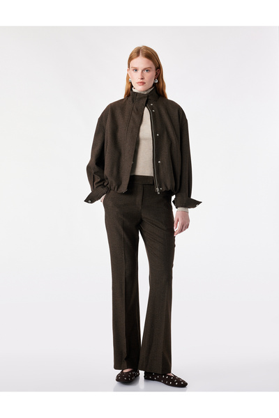 Koton Low Waist Viscose Blend Striped Spanish Flare Pants