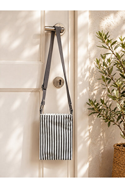 minart design Grey Striped Small Postman Bag for Mobile Phone